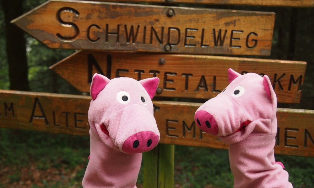 Die Schweine kriegen Kreislauf, denn sie sind auf dem Schwindelweg.