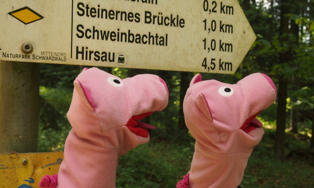 Die Stimmung steigt, denn es geht über das Steinerne Brückle zum Schweinbachtal!