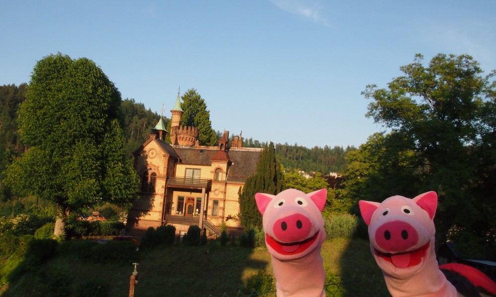 In der Nachbarschaft haben die Schweinele ein nettes Häusle entdeckt, mit Türmle!