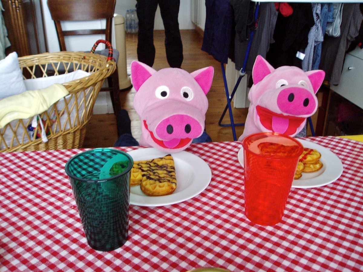 Große Freude, da es köstliche Waffeln gibt.