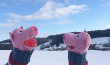 Ein Schwein schlägt vor, sich bei Nachbarn in Wüstenhof vorzustellen.
