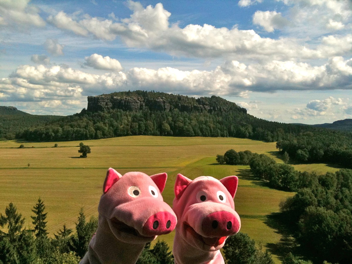 Jetzt noch auf den Pfaffenstein! Dort soll es leckere Kartoffelpuffer geben.