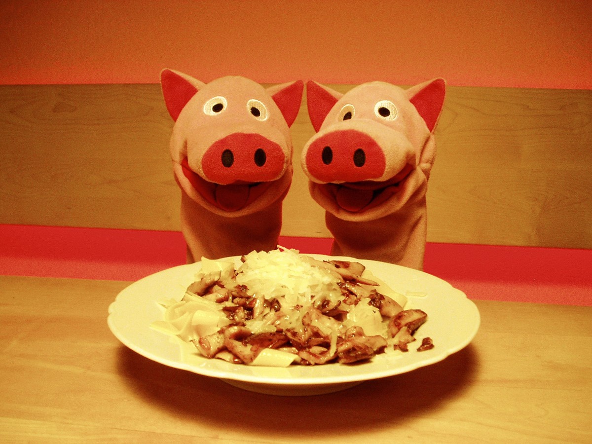 Lecker: Steinpilze auf Bandnudeln mit Käse! 